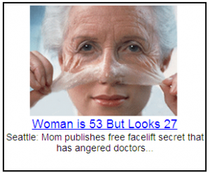 bizarre ad for scam plastic surgery
